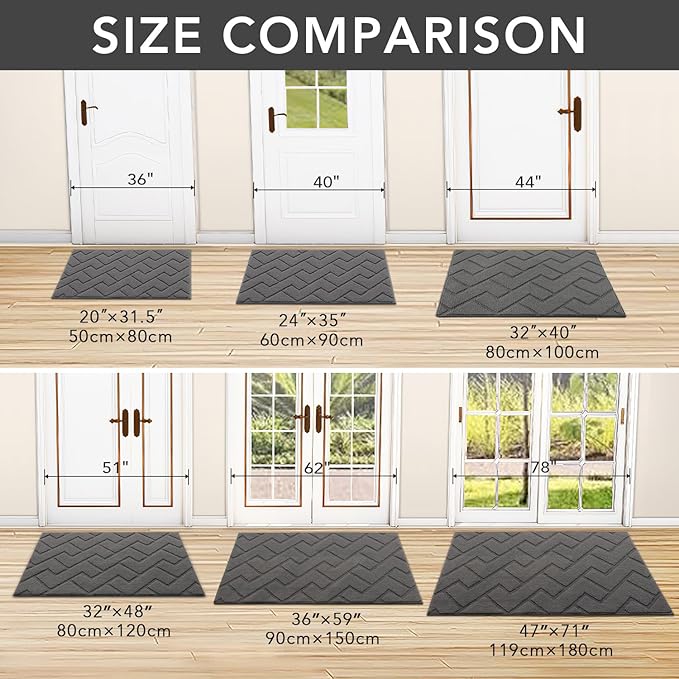 hicorfe Dirt Trapper Indoor Doormat, Non Slip Backing Washable Door Mats - Image 3