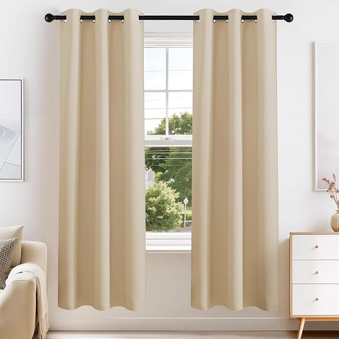 PONY DANCE Biscotti Beige Blackout Curtains by PONYDANCE