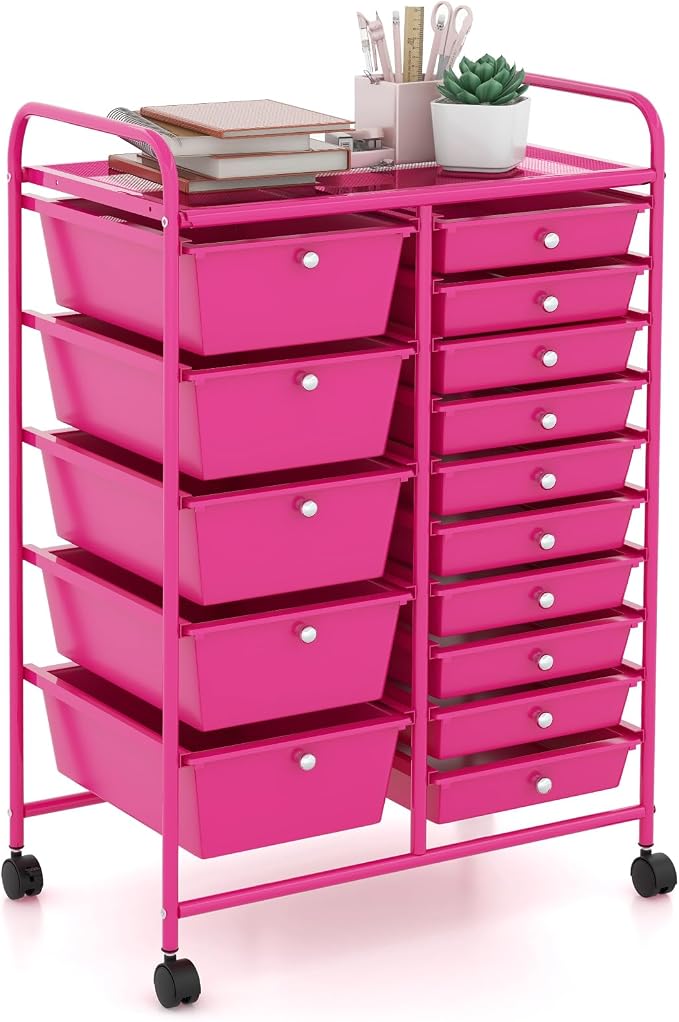 GOFLAME 15-Drawer Rolling Storage Cart, Utility Cart by GOFLAME