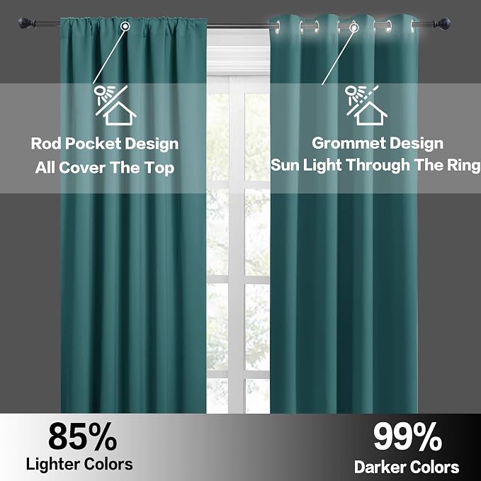 RYB HOME Bedroom Window Curtains, Heat Cold Insulated Drapes - Image 5