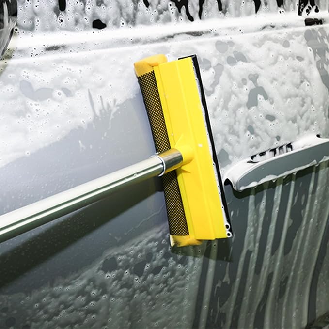 11.6" Window Squeegee with Scrubber, 2-in-1 Car Glass Cleaning Kit with Sponge - Image 3