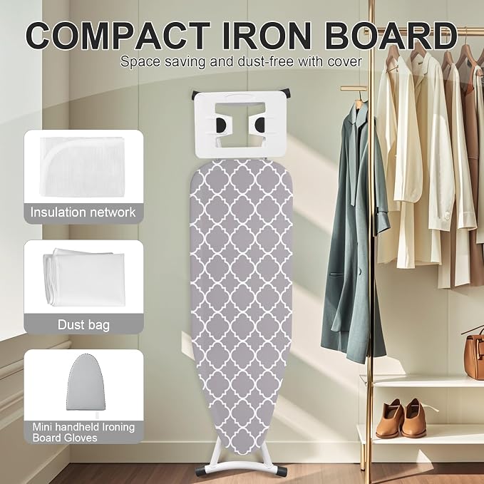 Ironing Board, Foldable Ironing Board Adjustable Height Compact Iron Board - Image 5