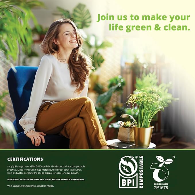 Simply Bio 13 Gallon Compostable Trash Bags Liners Drawstring, Heavy Duty Extra - Image 5