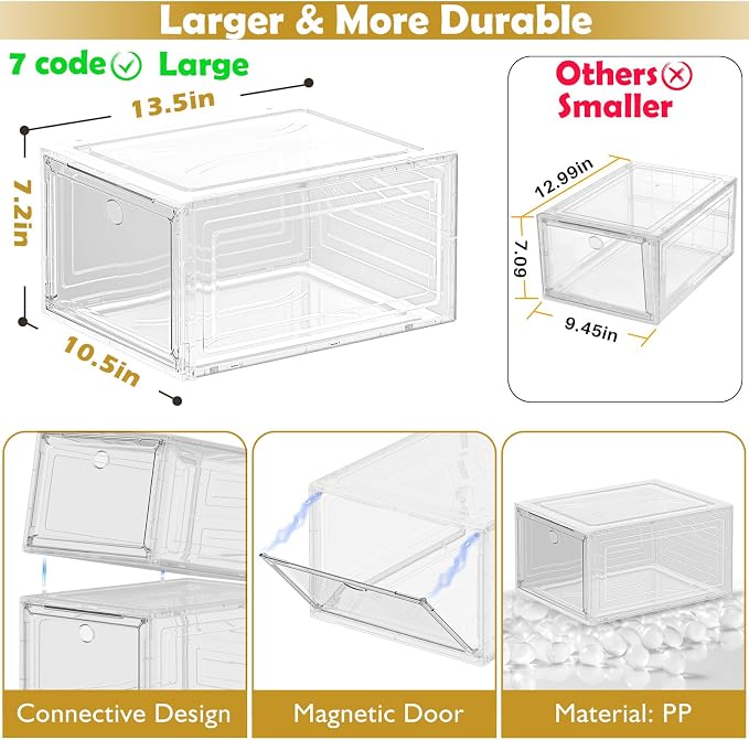 12 Pack Clear Shoe Storage Organizer - Image 3
