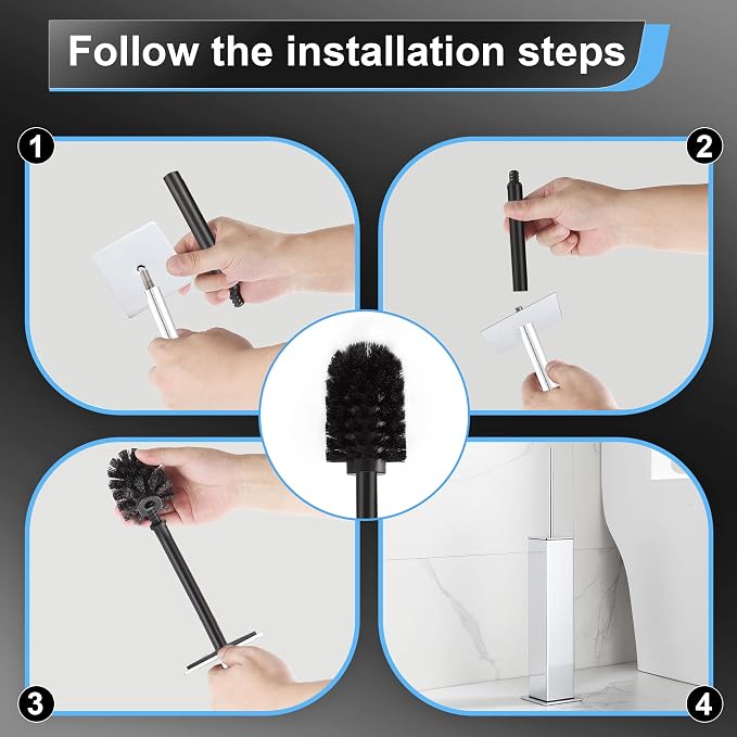 BVL Toilet Brush and Holder Set Chrome Stainless Steel 304 Square Freestanding - Image 5