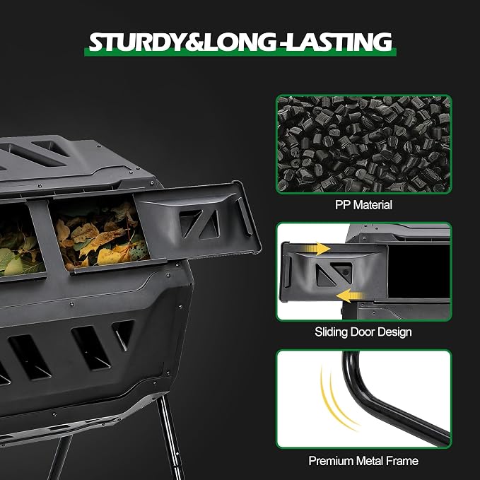 Nova Microdermabrasion 43 Gallon Compost Tumbler Bin Composter Dual Chamber BPA - Image 3