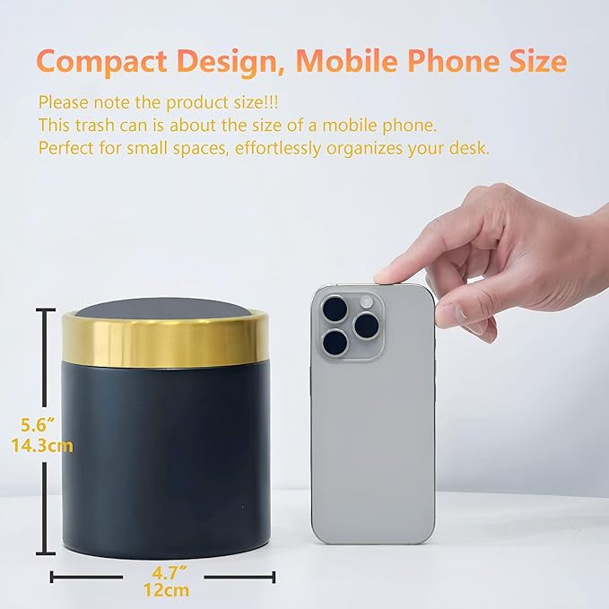 Mini Trash Can with Lid, Metal Small Tiny Mini Trash Bin Can, Mini Countertop - Image 5