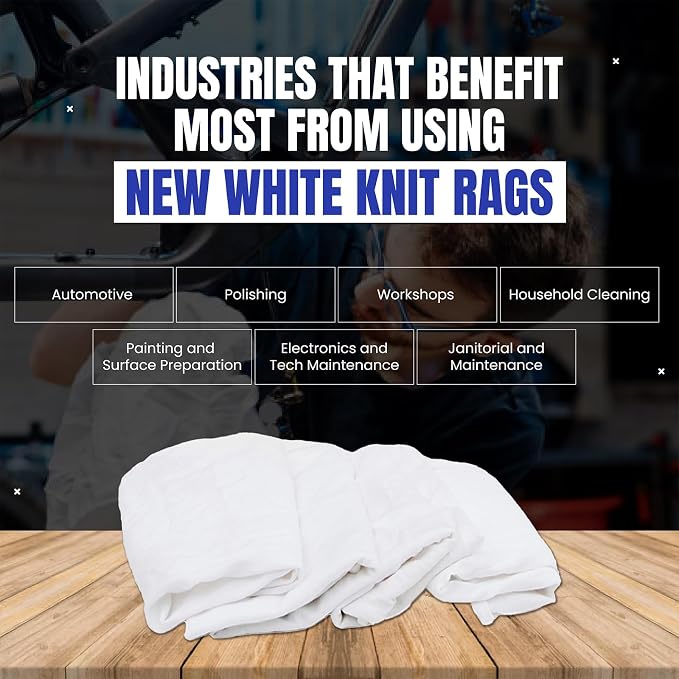 Premium White Knit Cotton T-Shirt Cloth Wiping Rags - Image 5