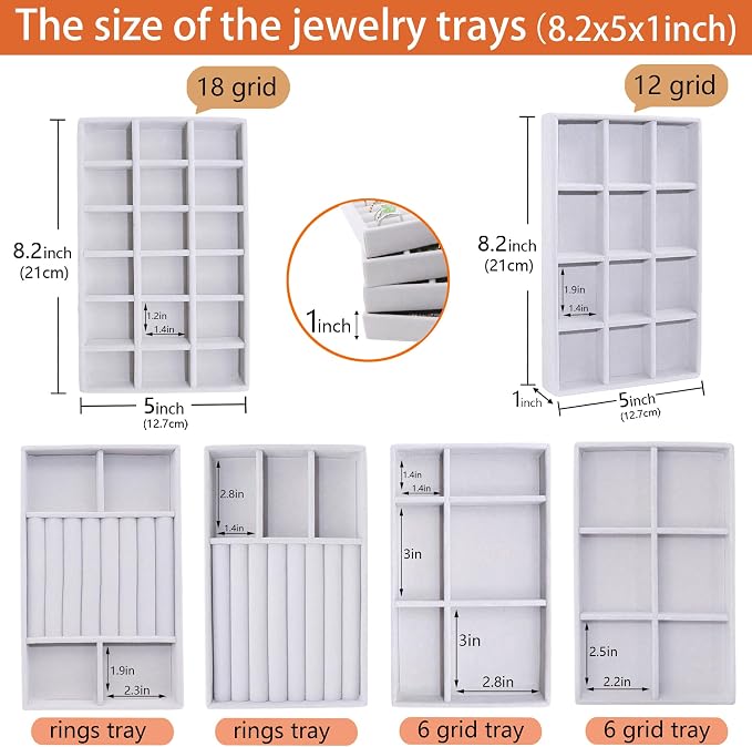 Jewelry Storage 8PACK, Velvet Jewelry Organizer Trays - Image 5