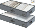 6-Inch Under Bed Storage Containers | Sturdy Sidewalls | Clear Cover & Label by PLUMGEAN