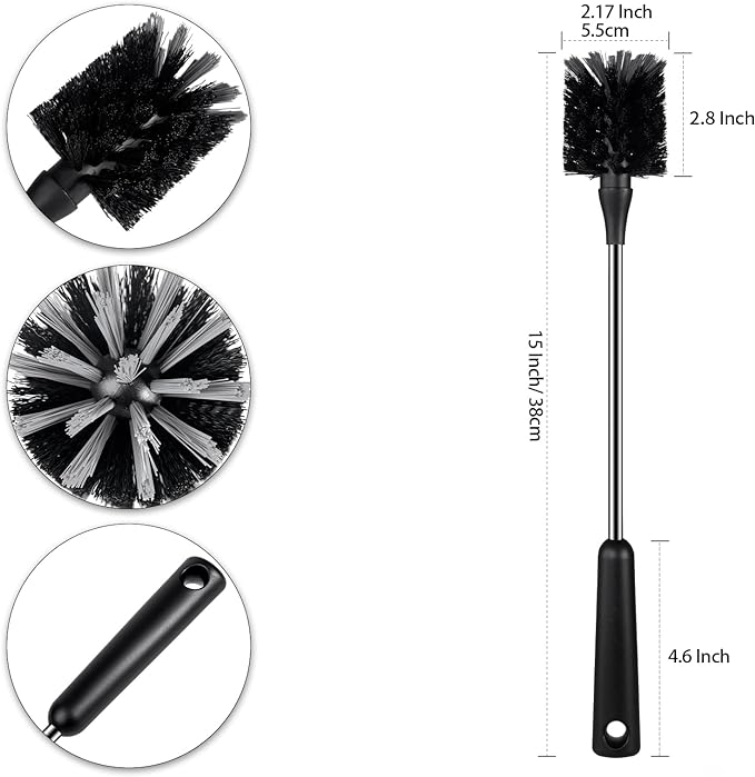 Water Bottle Brush, 15 Inches Long Stainless Steel Handle Bottle Brush Cleaner - Image 5