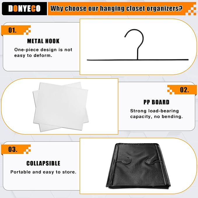 Hanging Closet Organizer and Storage 5-Shelf, Easy Mount Foldable Hanging - Image 6