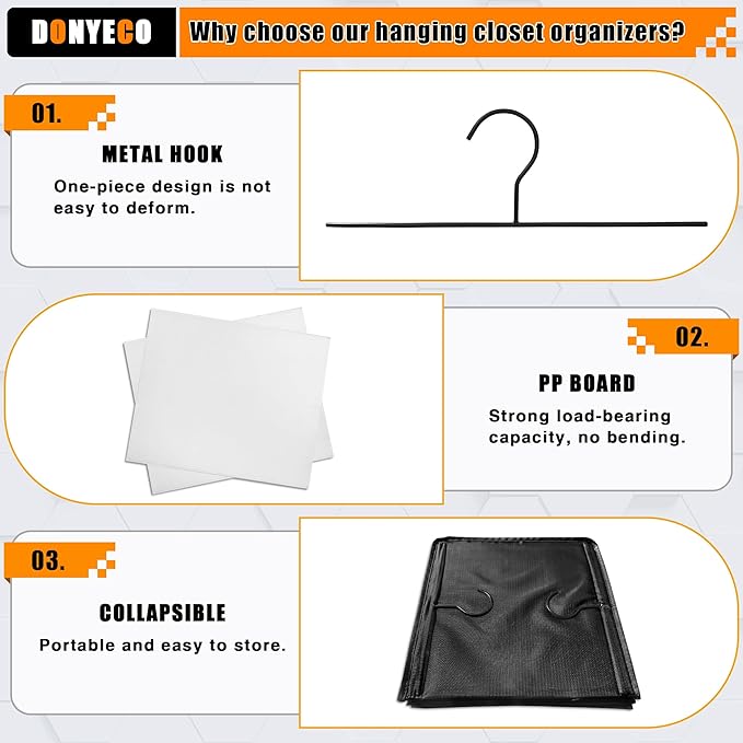 Hanging Closet Organizer, Easy Mount Foldable 4-Shelf Hanging Closet Wardrobe - Image 6