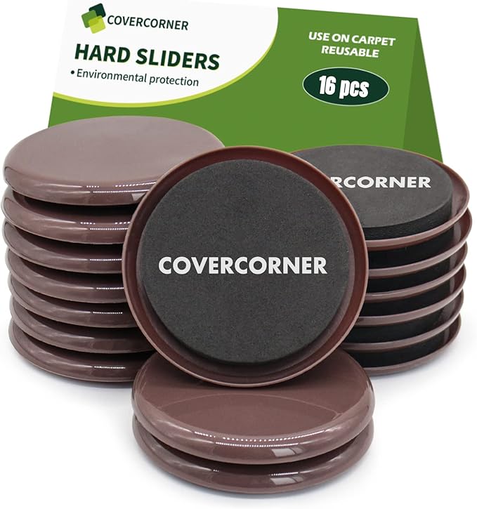 Furniture Sliders for Carpet 16 PCS by COVERCORNER