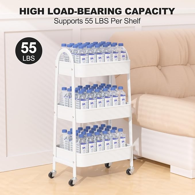 EAGMAK 3 Tier Rolling Cart Under Desk, Large Metal Storage Cart - Image 6
