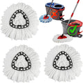 3 Pack Spin Mop Replacement Heads, 100% Microfiber Spin Mop Refills by APOCHON