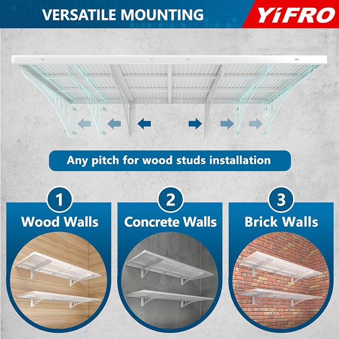 2-Pack 1.5x4ft Heavy Duty Garage Wall Shelving, 500 lbs Load Capacity, Garage - Image 5