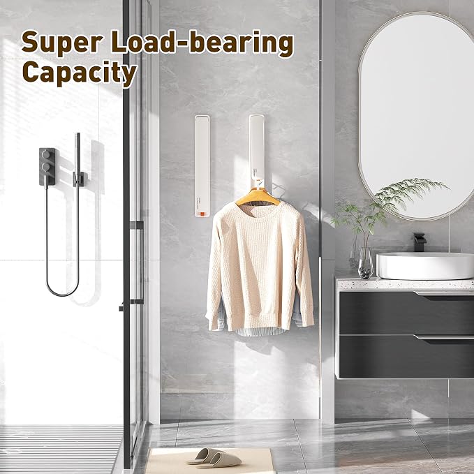 Clothes Drying Rack, Laundry Room Wall Mounted Retractable Clothes Hanger - Image 5