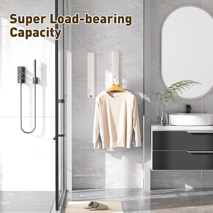Clothes Drying Rack, Laundry Room Wall Mounted Retractable Clothes Hanger - Image 6