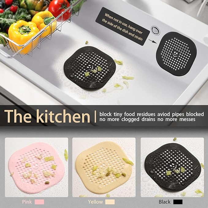 2 Pack Drain Hair Catcher Silicone Shower Drain Protector Sink Drain Strainer - Image 3
