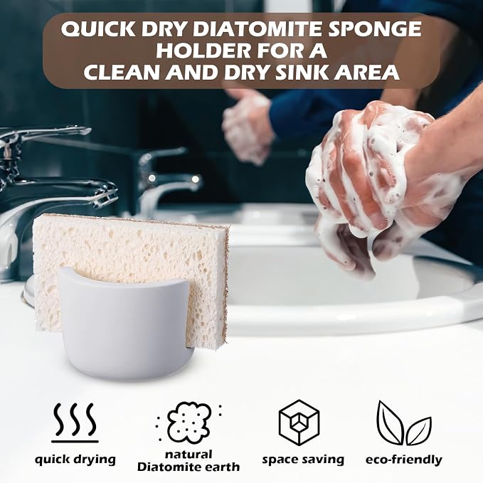 Geelin 2 Pack Diatomite Stone Sponge Holder - Image 3