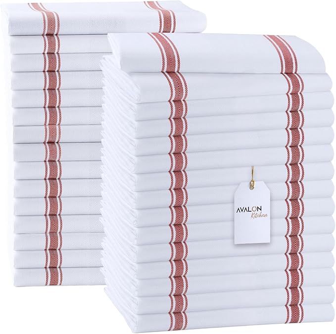 Dish Towels Set Size 15x25 Inch, 100% Cotton Soft & Absorbent Linen Kitchen by Avalon+Kitchen