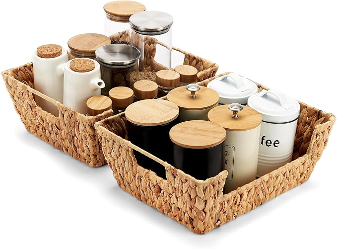 Water Hyacinth Wicker Basket 2 Pack by ROSOS