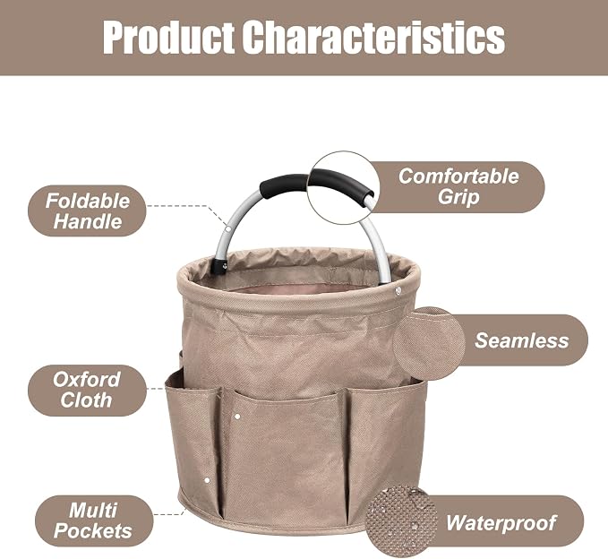 Qivine 17L Cleaning Caddy with Handle, Cleaning Supply Caddy Foldable Cleaning - Image 4