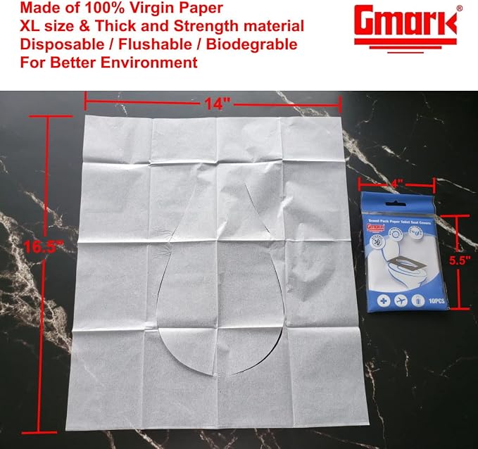 Gmark Portable Paper Toilet Seat Covers Travel Packs XL size Thick Strength - Image 2