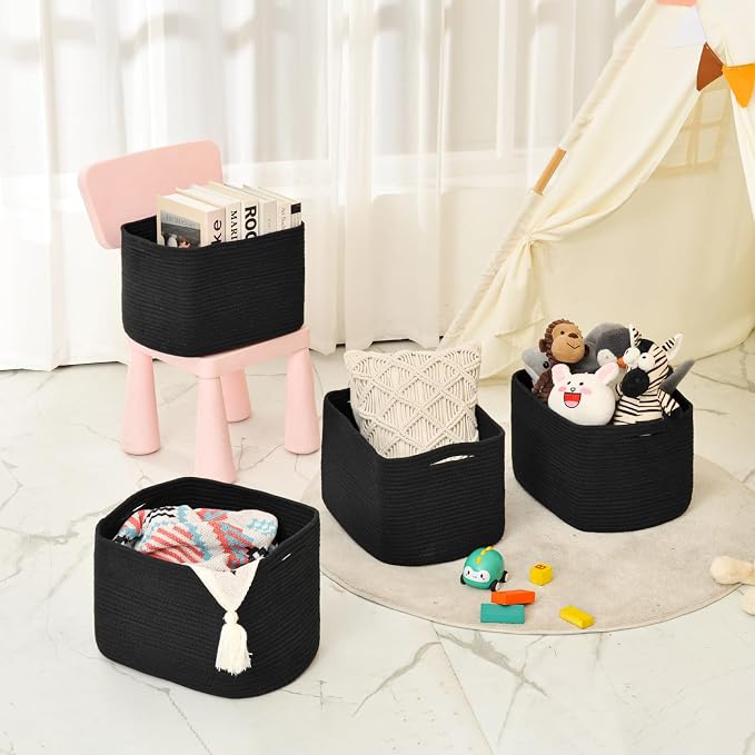 Storage Baskets for Organizing & Shelves, Woven Cotton Rope Organization Bins - Image 8