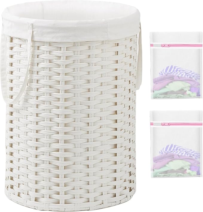 Laundry Basket Round Rattan Laundry Hamper 29.1 Gal Handwoven Large Wicker by SETVSON