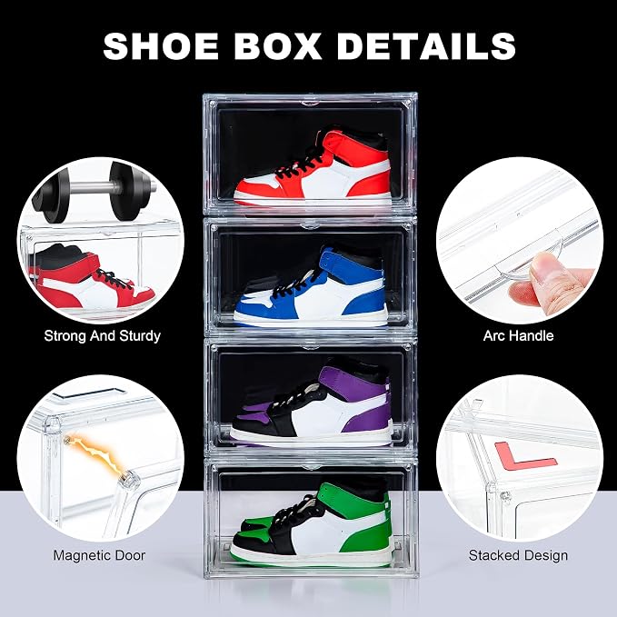NYZE 3 Pack Acrylic Shoe Boxes Side Open, Shoe Storage Organizer - Image 3