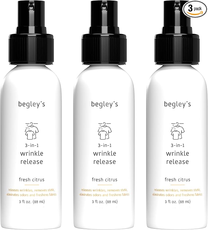 Begley's 3-in-1 Wrinkle Remover, Quick Fix Wrinkle Release, Static Cling Remover by Begleys