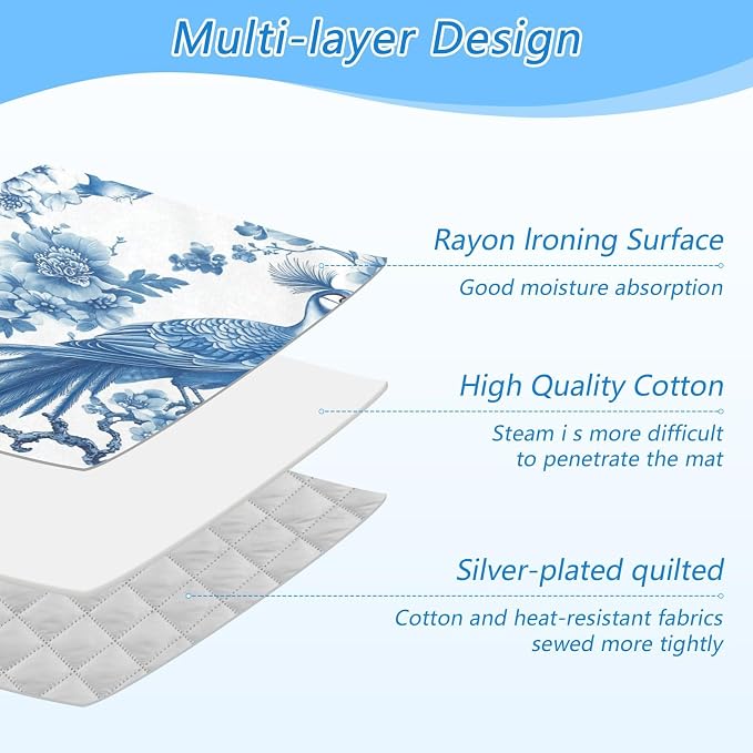 Chinoiserie Flower Peacock Ironing Mat Thickened Ironing Blanket Travel - Image 4