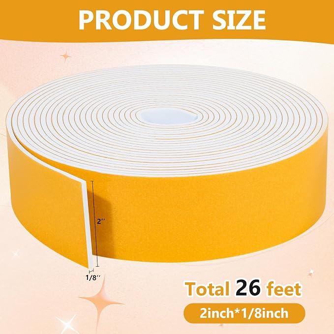 26Feet Weather Stripping Seal for Door Window, High Density Foam Tape, - Image 2