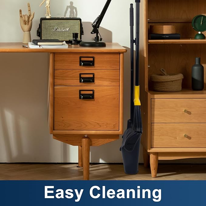 Indoor/Outdoor Heavy Duty Broom and Dustpan Set, Upright Plastic Commercial - Image 4