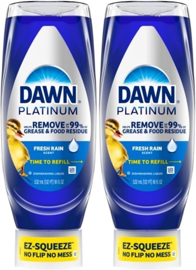 Dawn Platinum EZ-Squeeze Dish Soap, Dishwashing Liquid, Fresh Rain, 2x18oz - Image 9