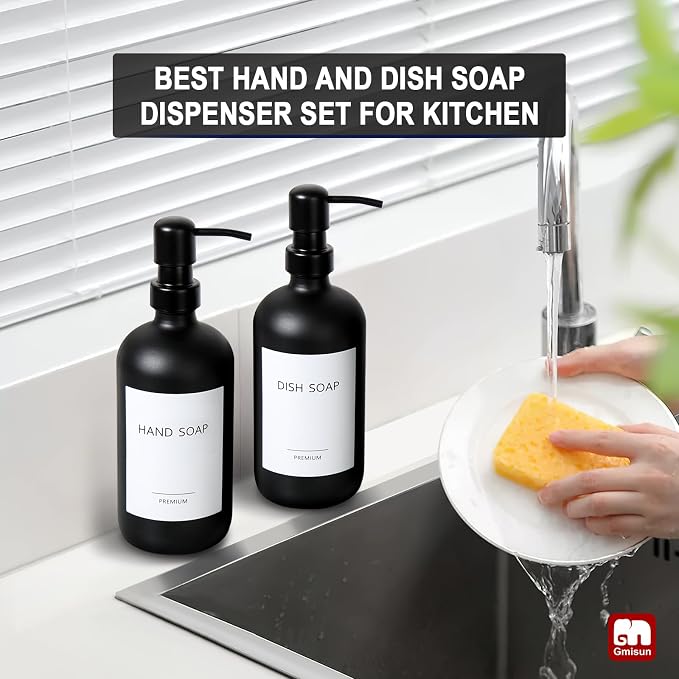 GMISUN Black Soap Dispenser, 2 Pack Matte Black Hand Soap Dispensers - Image 7