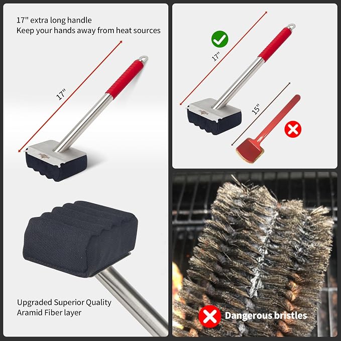 Grill Brush Bristle Free, Upgraded Aramid Fiber Wavy Pad Perfect - Image 8