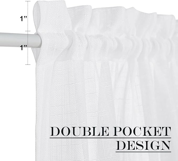 NICETOWN White Sheer Curtains for French Front Door, Short Curtains for Small - Image 3