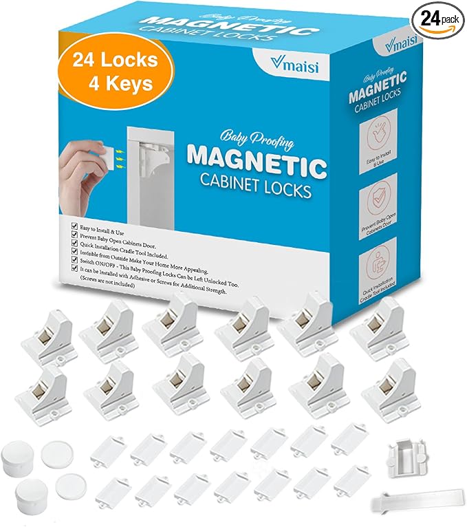 Vmaisi Adhesive Magnetic Locks for Cabinets & Drawers by vmaisi