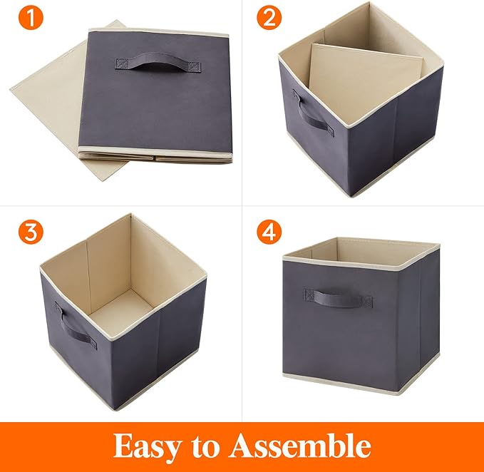 Lifewit Collapsible Fabric Storage Cubes Bins Set 13 Inch, Foldable Cubby - Image 5