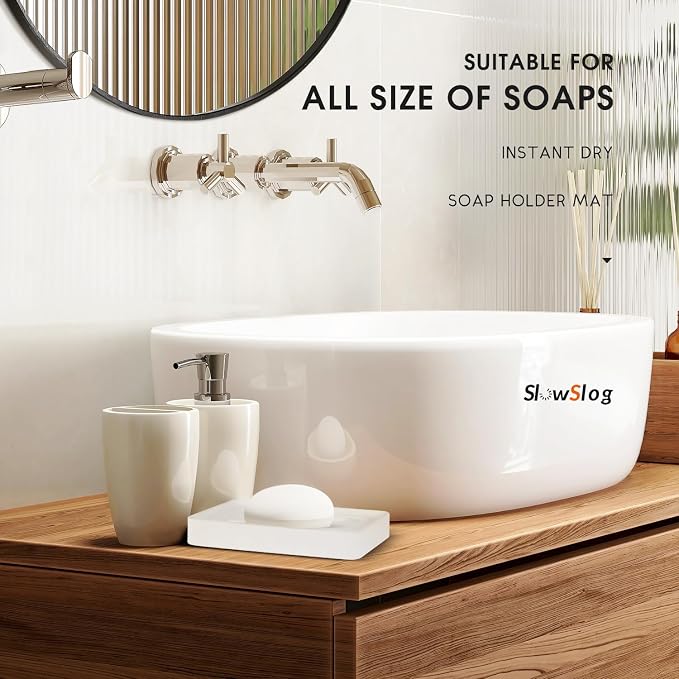 1 Pack Diatomite Soap Dish Holder, Quick Dry Stone Bath Tray, Diatomaceous - Image 5