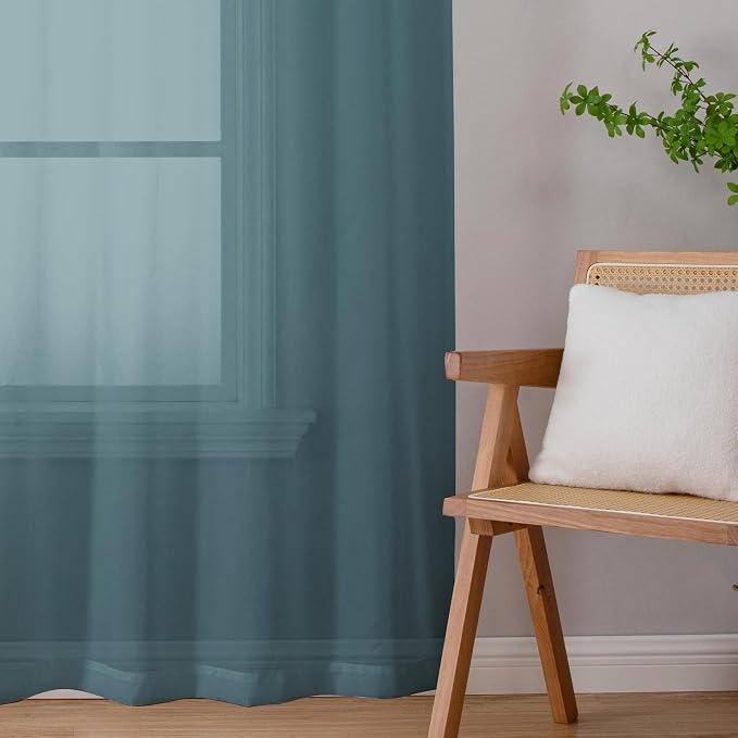 Chyhomenyc Stone Blue Sheer Curtains 72 Inch Length 2 Panels, Light Filtering - Image 5