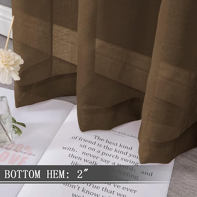 Tollpiz Sheer Curtains Bedroom Linen Textured Curtain Sheers Light Filtering - Image 4