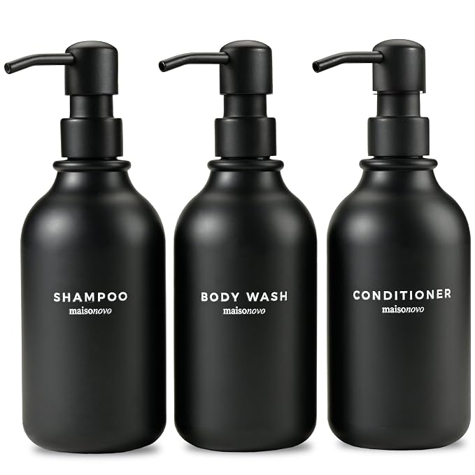 MaisoNovo Refillable Shampoo and Conditioner Bottles | 16.9 fl oz Set of 3 by MaisoNovo-TheArtofSustainableLiving