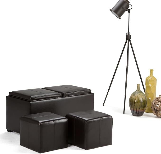 SIMPLIHOME Avalon 35 inch Wide Contemporary Rectangle 5 Pc Storage Ottoman in - Image 10