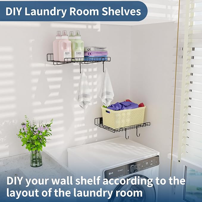 2 Pack Garage Wall Shelf, Wall Mounted Storage Shelves, Heavy Duty Metal Shelves - Image 6
