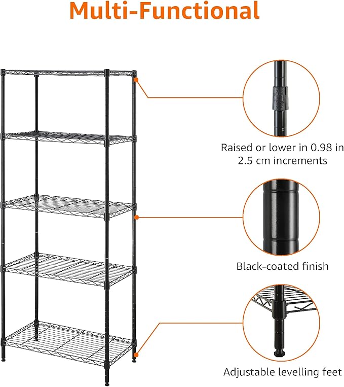 Amazon Basics 5-Shelf Multipurpose Adjustable Sturdy Steel Storage Shelving Unit - Image 5