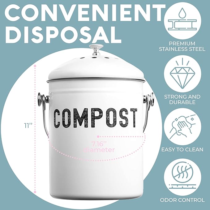 EPICA Countertop Compost Bin Kitchen | 1.3 Gallon | Odorless Composting Bin - Image 3